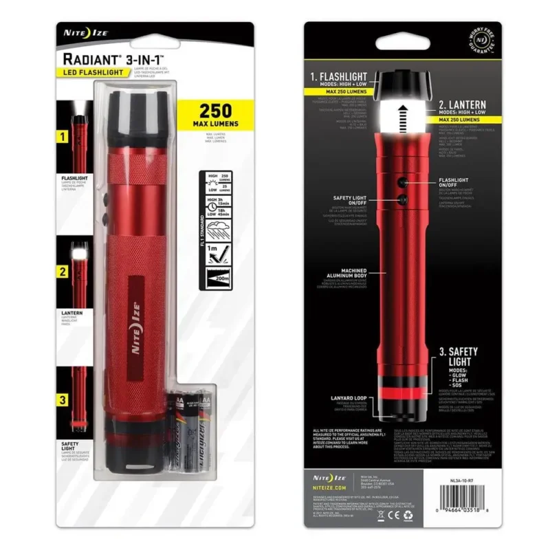 Nite Ize Radiant 3-in-1 LED Flashlight - Red,Nite Ize Radiant 3-in-1 LED Flashlight
