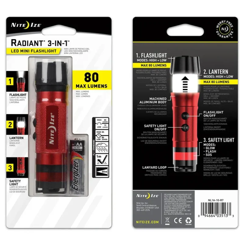 Nite Ize Radiant 3-in-1 LED Mini Flashlight - Red,Nite Ize Radiant 3-in-1 LED Mini Flashlight